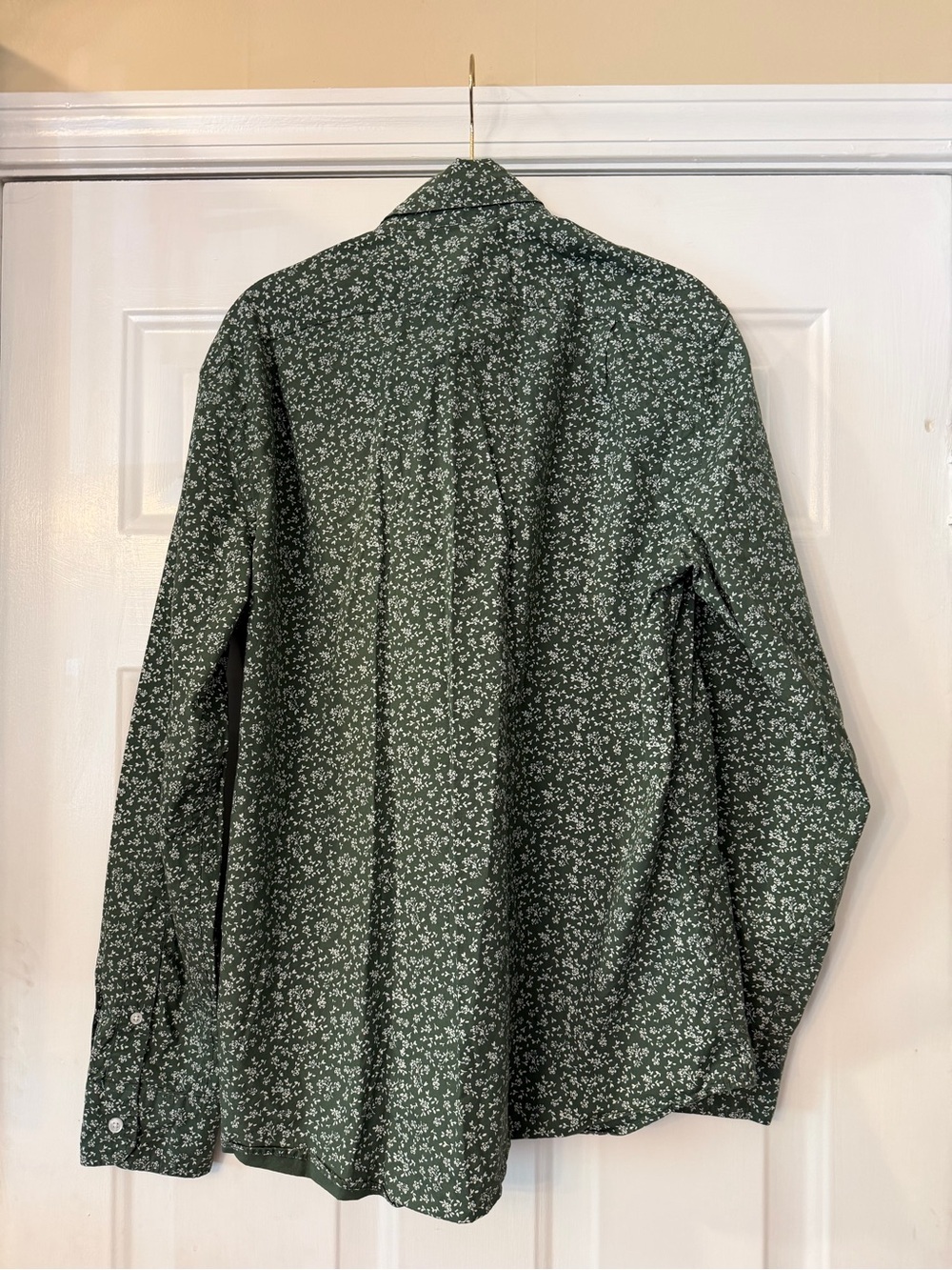 J crew men’s green n white floral LS button down stretch shirt size Large Slim - Picture 3 of 12